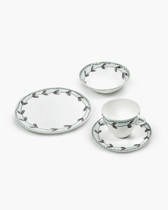 Набор посуды на 4 персоны Breakfast set 16 Pieces Blossom Milk Midnight Flowers, Serax