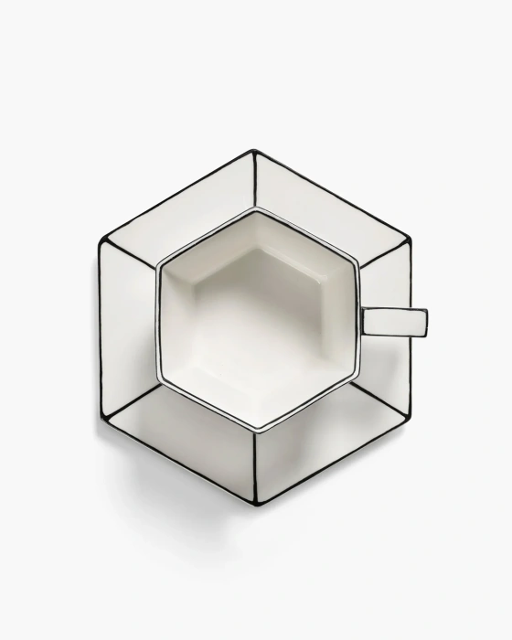 Набор из 2-х кофейных пар Cappuccino Cup with Saucer White-Black Carte Blanche, Serax
