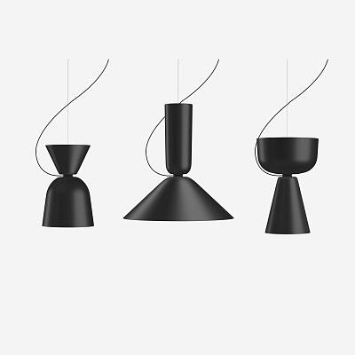 Композиция из трёх подвесных светильников Alphabeta Pendant Trio, Jet Black HEM
