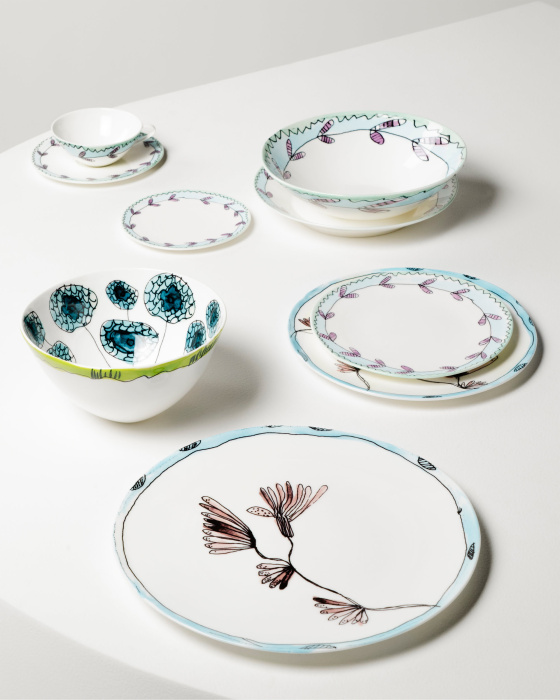 Набор из 2-х тарелок Plate Blossom Milk Midnight Flowers by Marni, Serax