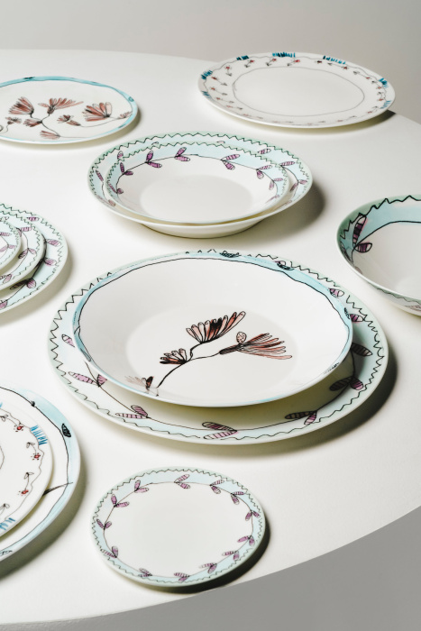 Набор из 2-х тарелок Plate Camelia Aubergine Midnight Flowers by Marni, Serax