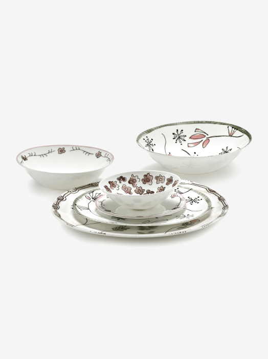 Набор из 2-х глубоких чаш Low Bowl S Dark Viola Midnight Flowers by Marni, Serax