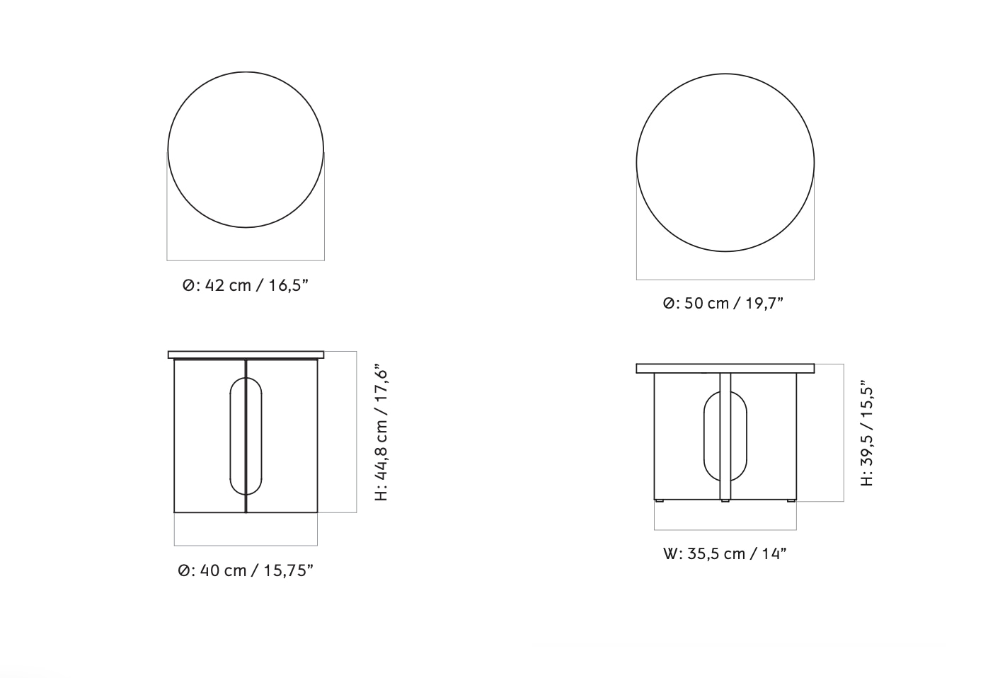 Схема Журнальный столик Androgyne Side Table, Audo Copenhagen (ex. Menu)
