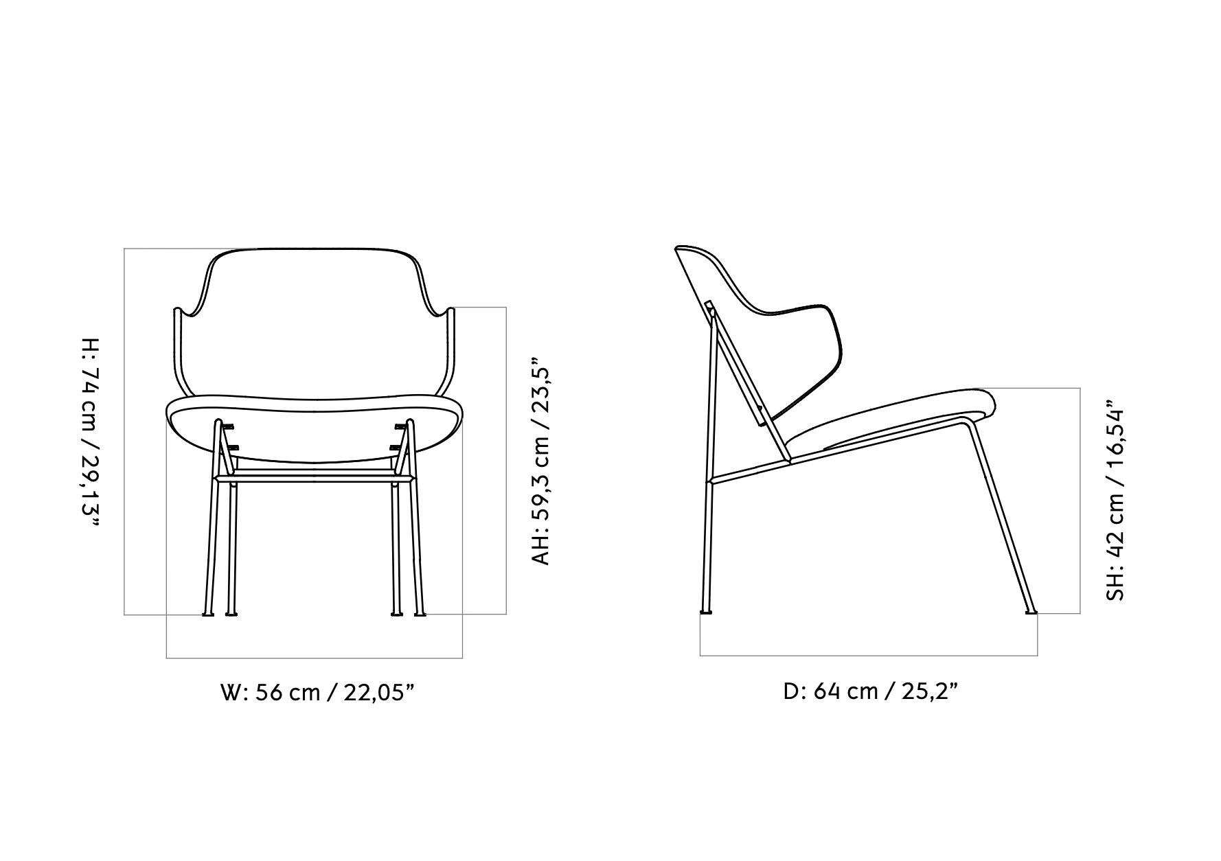 Схема Кресло The Penguin Lounge Chair, Walnut, Audo Copenhagen (ex. Menu)