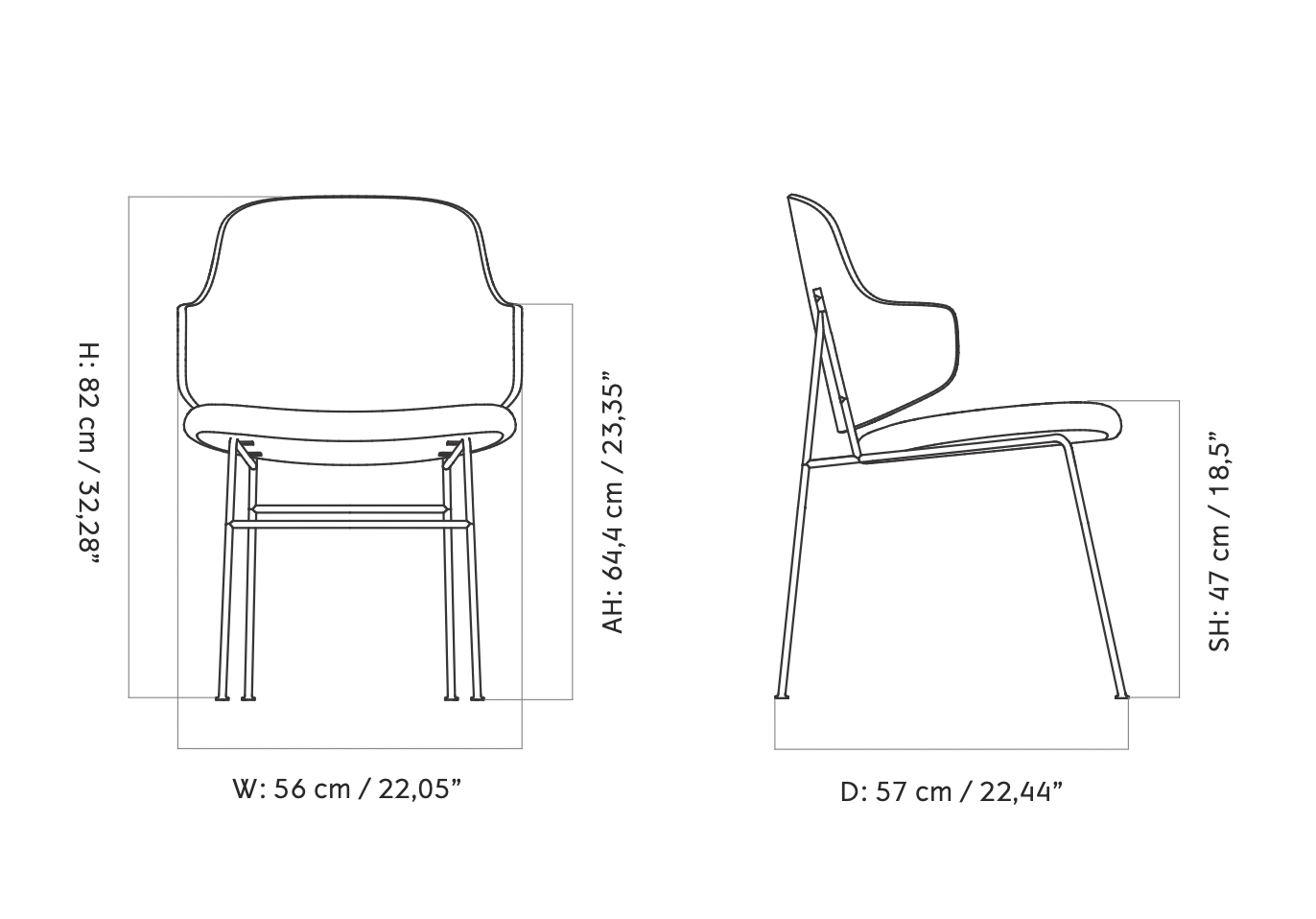 Схема Стул The Penguin Dining Chair, Natural Oak, Audo Copenhagen (ex. Menu)