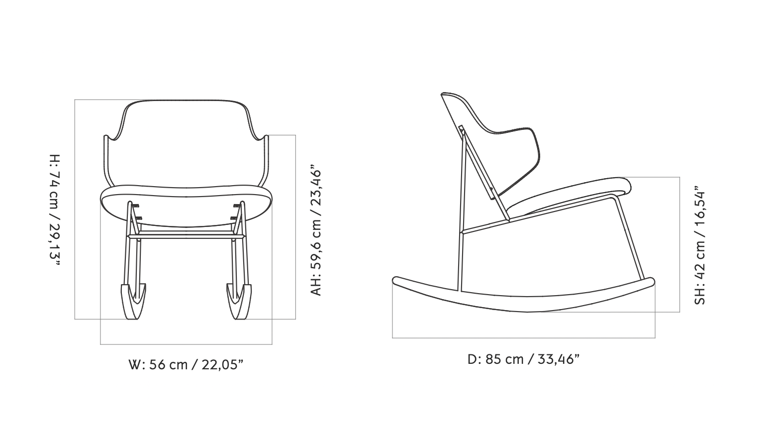 Схема Кресло-качалка The Penguin Rocking Chair, Walnut, Audo Copenhagen (ex. Menu)